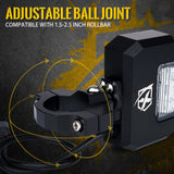 Xprite UTV Roll Bar Cage Side Mirrors with Clear Lens LED Spot Lights and Anti-Glare Mirrors