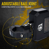 Xprite UTV Roll Bar Cage Side Mirrors with Smoke Lens LED Spot Lights and Anti-Glare Mirrors