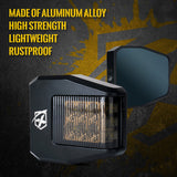 Xprite UTV Roll Bar Cage Side Mirrors with Smoke Lens LED Spot Lights and Anti-Glare Mirrors