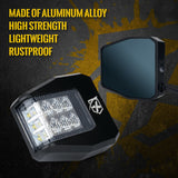 Xprite UTV Roll Bar Cage Side Mirrors with Clear Lens LED Spot Lights and Anti-Glare Mirrors