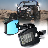 Xprite UTV Multi-Angle Side Mirrors with Smoke Lens LED Spot Lights and Anti-Glare Mirrors