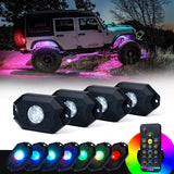 Xprite 4PC Victory Series Remote Control RGB LED Rock Lights
