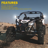 Xprite UTV Multi-Angle Side Mirrors with Clear Lens LED Spot Lights and Anti-Glare Mirrors
