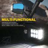 Xprite UTV Multi-Angle Side Mirrors with Smoke Lens LED Spot Lights and Anti-Glare Mirrors