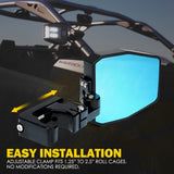 Xprite UTV Multi-Angle Side Mirrors with Clear Lens LED Spot Lights and Anti-Glare Mirrors