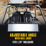 Xprite 9" Convex Rear View Tempered Glass Mirror for UTVs with 1.75" Roll Bars
