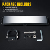 Xprite 9" Convex Rear View Tempered Glass Mirror for UTVs with 1.75" Roll Bars