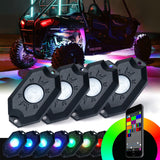 Xprite Victory Series 4PC Bluetooth Multi-Color RGB LED Rock Lights