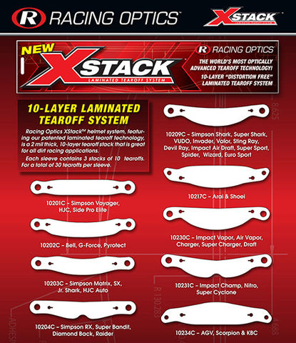 #10203C: XStack Tearoffs for Simpson Matrix, SX, Jr. Shark, HJC Auto, OMP