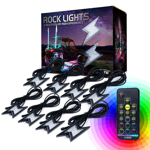 Xprite 8PC Z-Force Remote Control RGB LED Rock Lights
