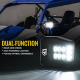 Xprite UTV Roll Bar Cage Side Mirrors with Clear Lens LED Spot Lights and Anti-Glare Mirrors