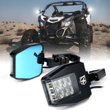 Xprite UTV Multi-Angle Side Mirrors with Clear Lens LED Spot Lights and Anti-Glare Mirrors