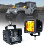 Xprite 3" Sunrise Series Amber LED Spot Light with Amber Backlight - Set of 2 with Wiring Harness