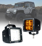 Xprite Sunrise Series 3" LED Spot Light with Amber Backlight - Set of 2 with Wiring Harness