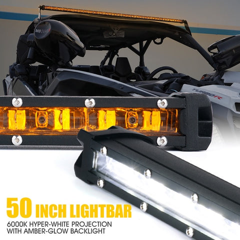 Xprite Sunrise Series 50" Single Row 240W LED Light Bar with Amber Backlight
