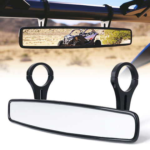 Xprite 15" Convex Rear Wide View Tempered Glass Mirror for UTVs with 1.75" Roll Bars