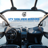 Xprite Side View Tempered Glass Mirrors for UTVs with 1.75" Roll Bars