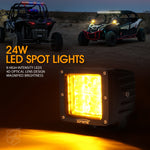 Xprite 3" Sunrise Series Amber LED Spot Light with Amber Backlight - Set of 2 with Wiring Harness