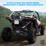 Xprite 15" Convex Rear Wide View Tempered Glass Mirror for UTVs with 1.75" Roll Bars