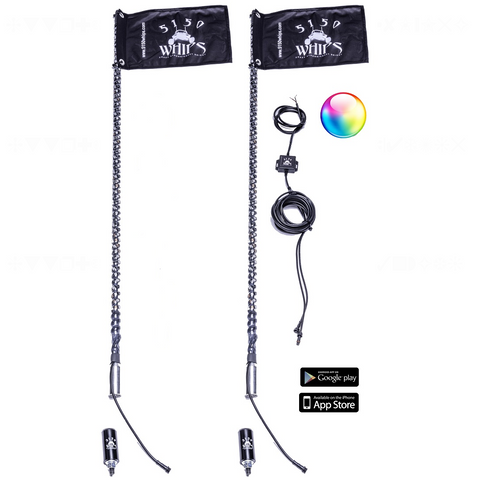 2 foot trail 187 whips w/bluetooth w/magnetic base (sold in pairs)