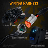 Xprite Sunrise Series 3" LED Spot Light with Amber Backlight - Set of 2 with Wiring Harness