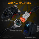 Xprite 3" Sunrise Series Amber LED Spot Light with Amber Backlight - Set of 2 with Wiring Harness