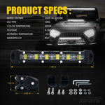 Xprite Sunrise Series 8" Single Row 30W LED Light Bar with Amber Backlight