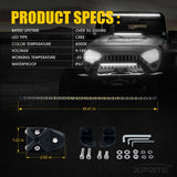 Xprite Sunrise Series 50" Single Row 240W LED Light Bar with Amber Backlight