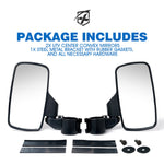 Xprite Side View Tempered Glass Mirrors for UTVs with 1.75" Roll Bars