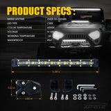 Xprite Sunrise Series 14" Single Row 60W LED Light Bar with Amber Backlight