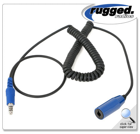 Coiled Offroad Headset to Intercom Extension Cable