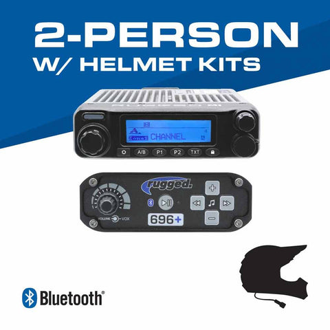2 Person - 696 PLUS Complete Communication Intercom System - with Helmet Kits