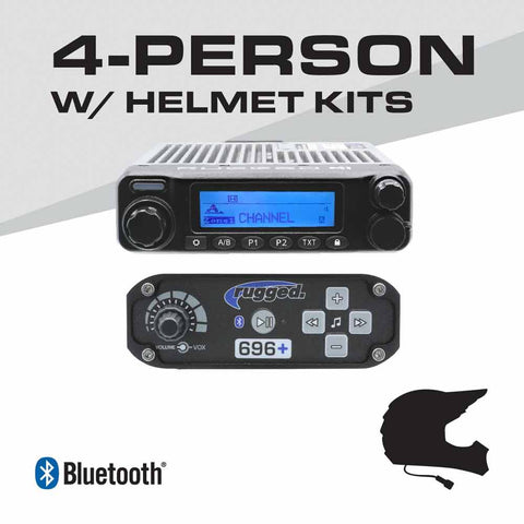 4 Person - 696 PLUS Complete Communication Intercom System - with Helmet Kits