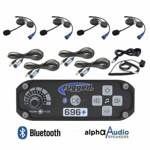 4 Person - RRP696 PLUS Bluetooth Intercom System with Alpha Audio Helmet Kits